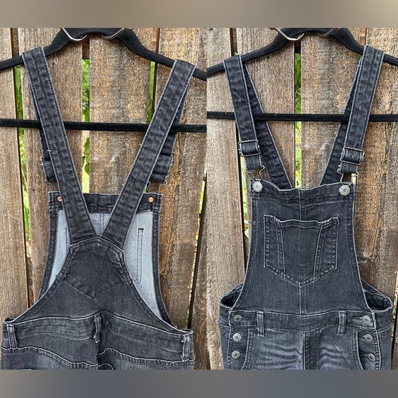 Old Navy Skinny Overalls In Washed Black Sz 4 Petite - Picture 3 of 16